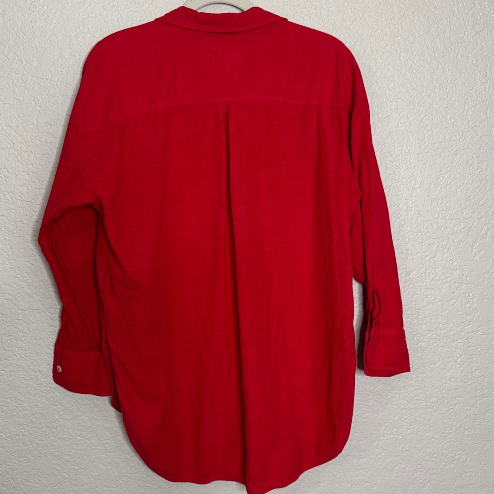 Anthropologie Red Button-Down Shirt - Picture 8 of 11